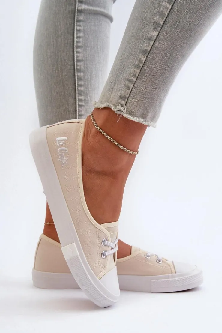 Best Lee Cooper Tenisówki Trampki Damskie LCW-24-31-2728 Beżowe
