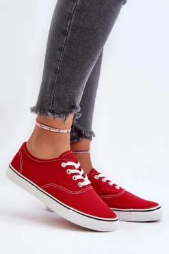 Boto Trampki Damskie Niskie*Tenisówki Trampki Damskie Klasyczne Czerwone Olvali