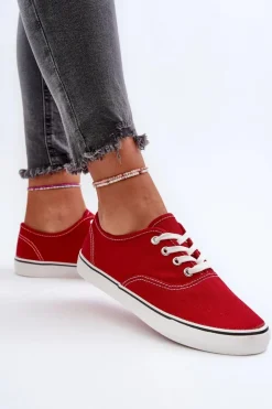 Boto Trampki Damskie Niskie*Tenisówki Trampki Damskie Klasyczne Czerwone Olvali