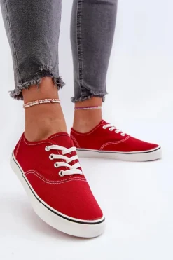 Boto Trampki Damskie Niskie*Tenisówki Trampki Damskie Klasyczne Czerwone Olvali