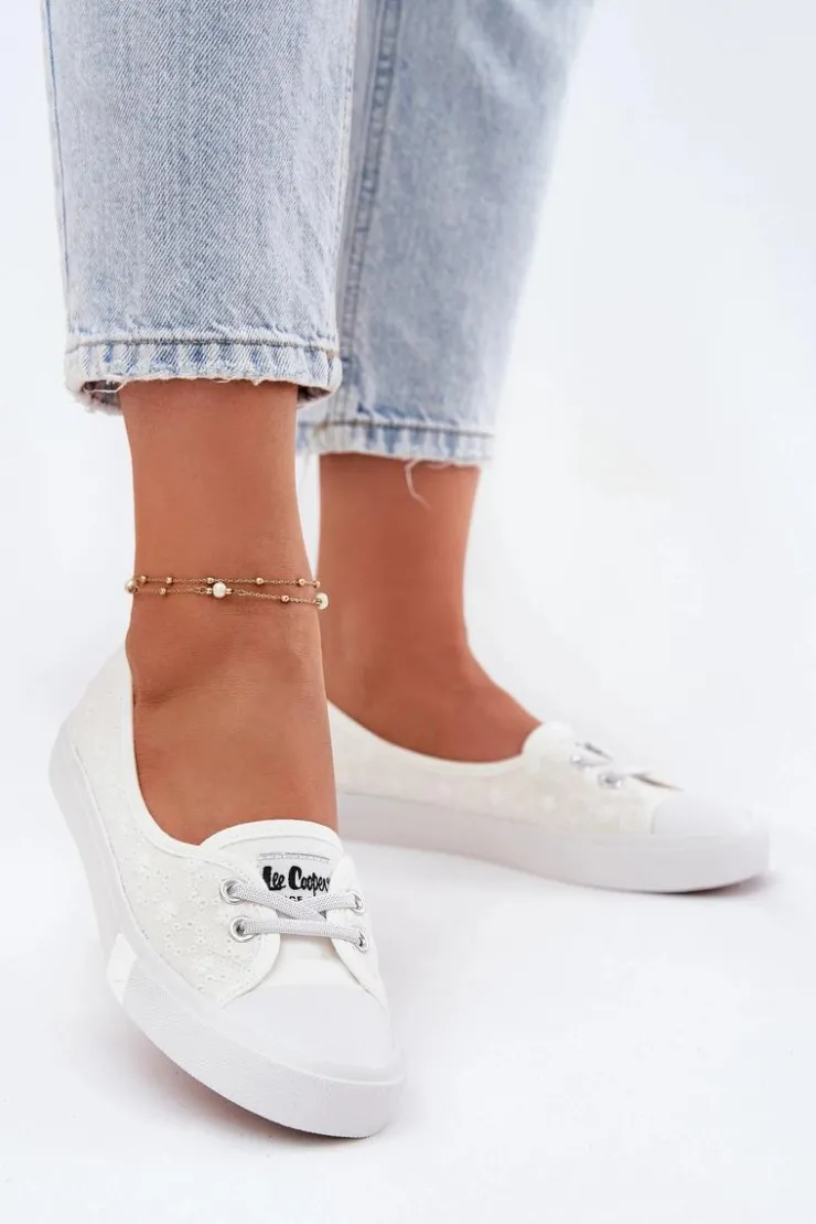 Lee Cooper Trampki Damskie Niskie*Tenisówki Trampki Damskie Z Haftem LCW-25-31-3447L Białe