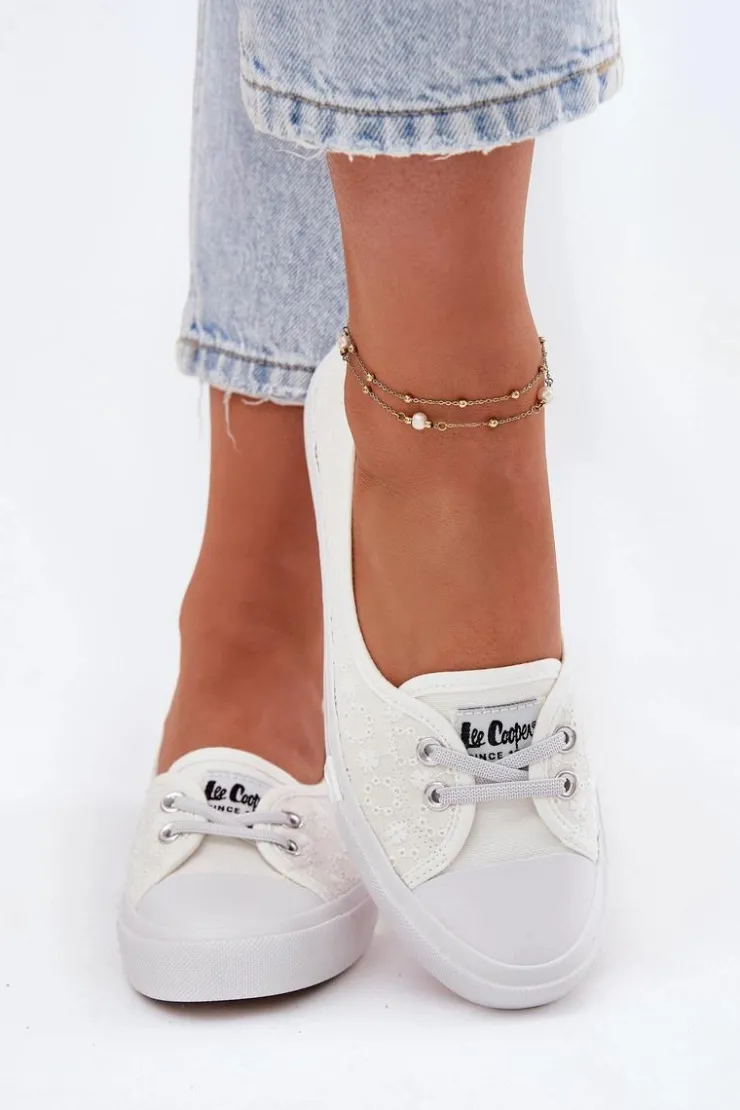 Lee Cooper Trampki Damskie Niskie*Tenisówki Trampki Damskie Z Haftem LCW-25-31-3447L Białe
