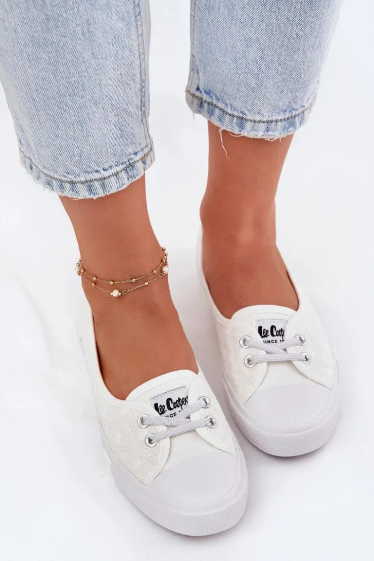 Lee Cooper Trampki Damskie Niskie*Tenisówki Trampki Damskie Z Haftem LCW-25-31-3447L Białe