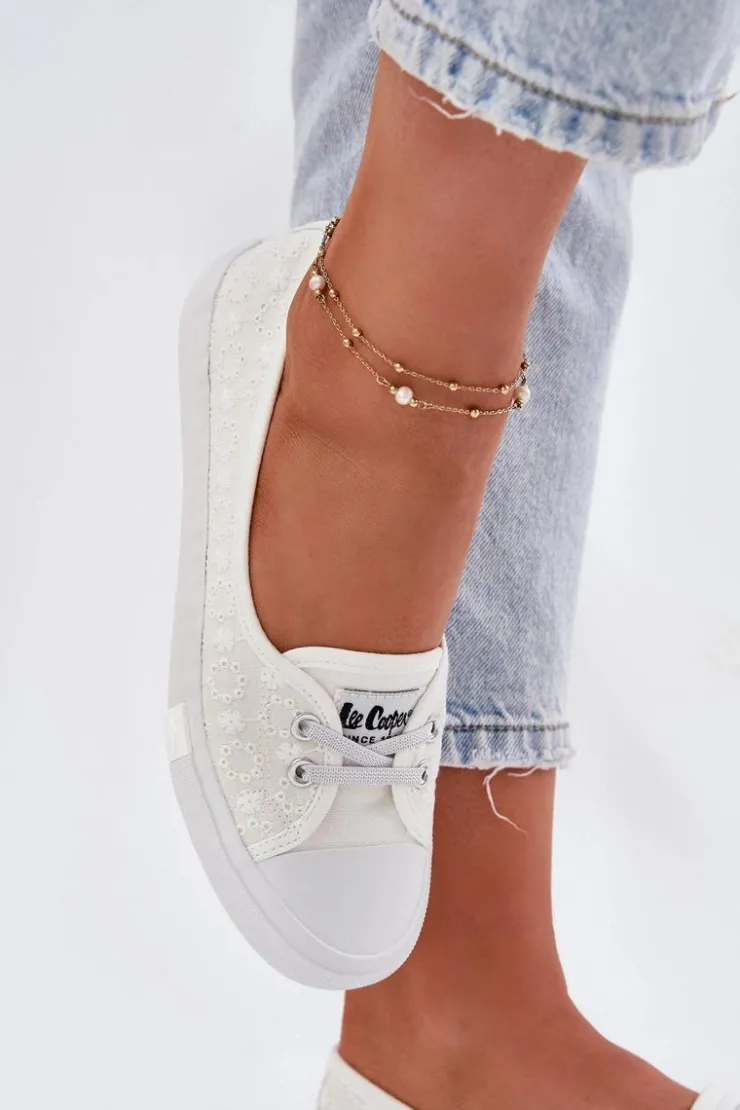 Lee Cooper Trampki Damskie Niskie*Tenisówki Trampki Damskie Z Haftem LCW-25-31-3447L Białe