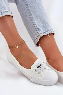 Lee Cooper Trampki Damskie Niskie*Tenisówki Trampki Damskie Z Haftem LCW-25-31-3447L Białe