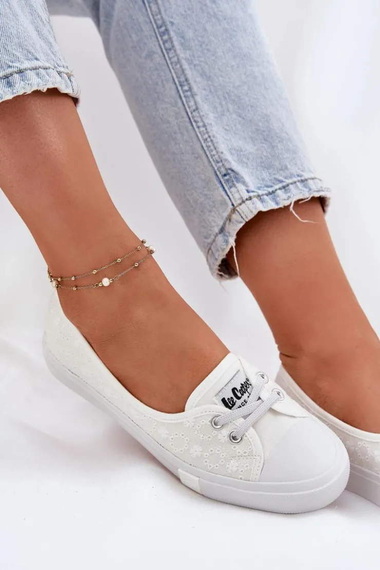 Lee Cooper Trampki Damskie Niskie*Tenisówki Trampki Damskie Z Haftem LCW-25-31-3447L Białe