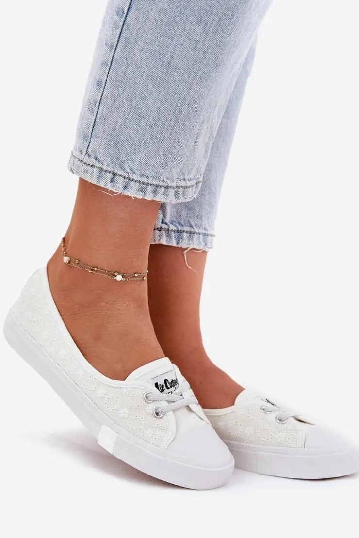 Lee Cooper Trampki Damskie Niskie*Tenisówki Trampki Damskie Z Haftem LCW-25-31-3447L Białe