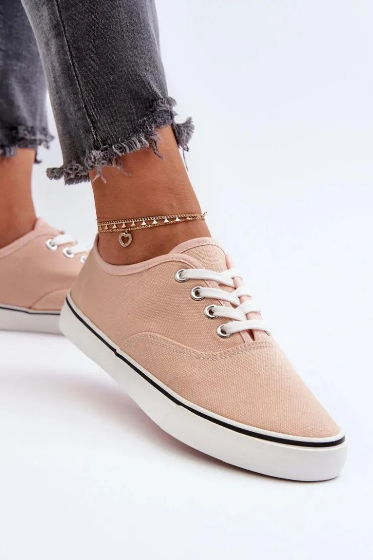 Damskie Boto Tenisówki Trampki Damskie Klasyczne Różowe Olvali