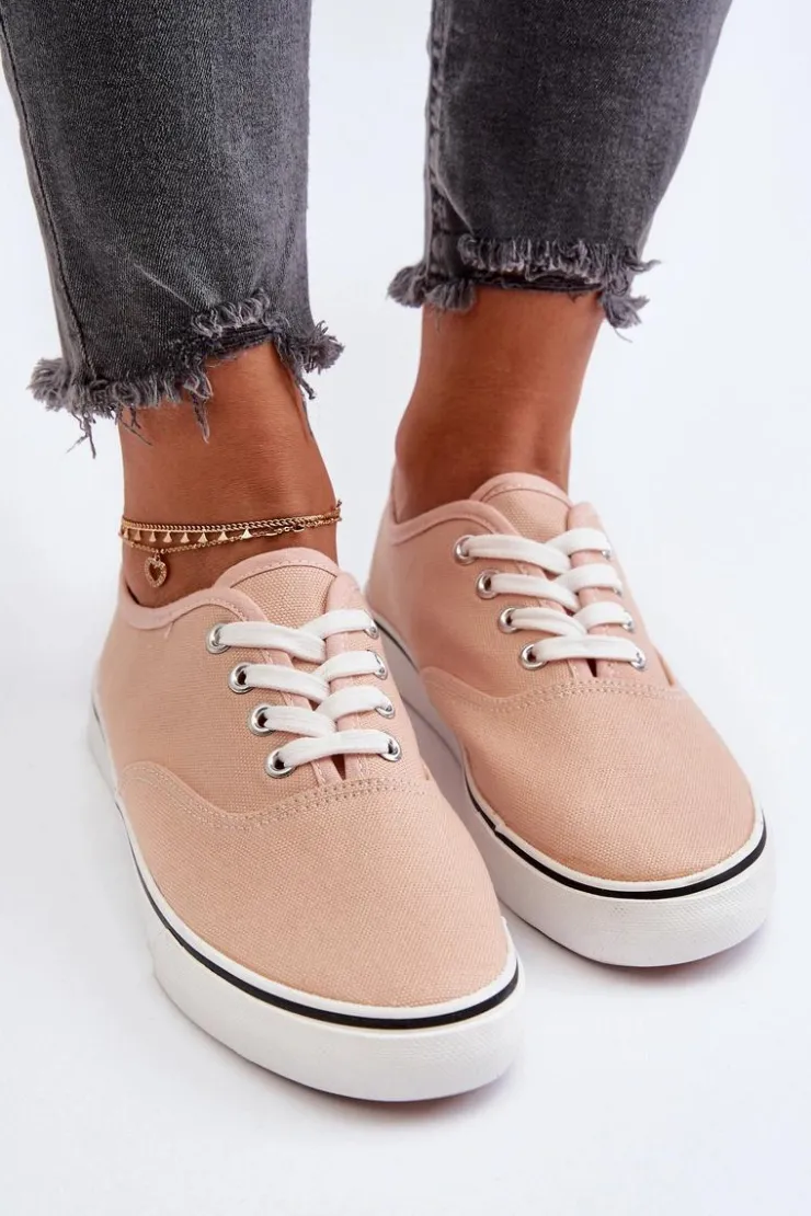 Damskie Boto Tenisówki Trampki Damskie Klasyczne Różowe Olvali