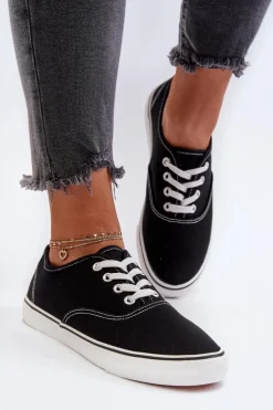 Boto Trampki Damskie Niskie*Tenisówki Trampki Damskie Klasyczne Czarne Olvali