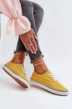 Boto Trampki Damskie Niskie*Tenisówki Trampki Damskie Klasyczne Żółte Olvali