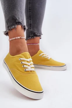 Boto Trampki Damskie Niskie*Tenisówki Trampki Damskie Klasyczne Żółte Olvali