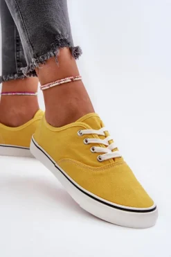 Boto Trampki Damskie Niskie*Tenisówki Trampki Damskie Klasyczne Żółte Olvali