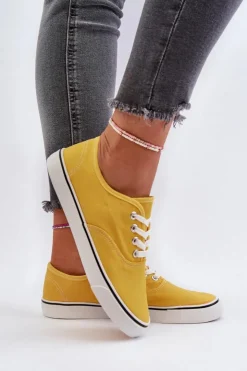 Boto Trampki Damskie Niskie*Tenisówki Trampki Damskie Klasyczne Żółte Olvali