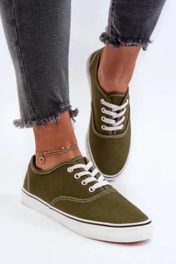 Damskie Boto Tenisówki Trampki Damskie Klasyczne Ciemnozielone Olvali