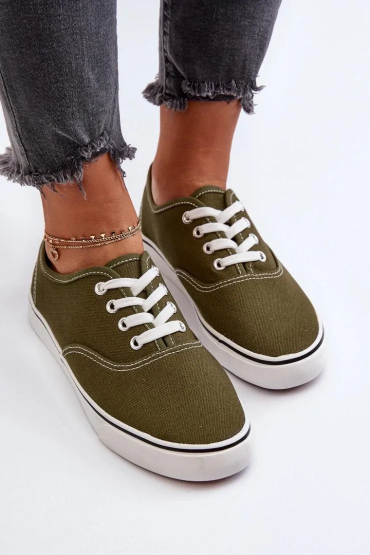 Damskie Boto Tenisówki Trampki Damskie Klasyczne Ciemnozielone Olvali