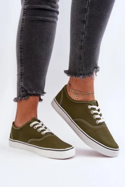 Damskie Boto Tenisówki Trampki Damskie Klasyczne Ciemnozielone Olvali