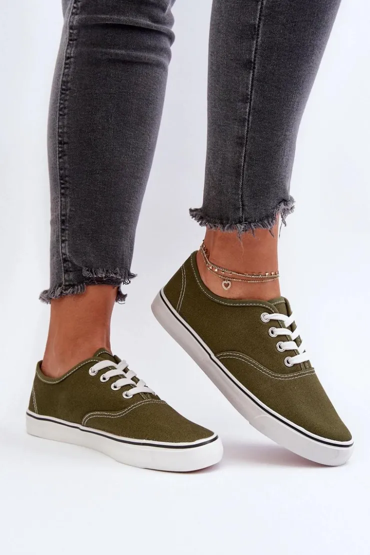 Damskie Boto Tenisówki Trampki Damskie Klasyczne Ciemnozielone Olvali