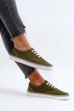 Damskie Boto Tenisówki Trampki Damskie Klasyczne Ciemnozielone Olvali