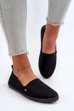 Damskie Evento Tenisówki Trampki Slip-On Damskie Czarne Adrancia
