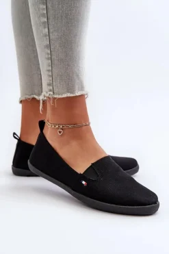 Damskie Evento Tenisówki Trampki Slip-On Damskie Czarne Adrancia