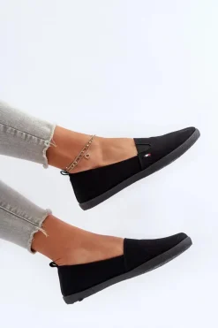 Damskie Evento Tenisówki Trampki Slip-On Damskie Czarne Adrancia