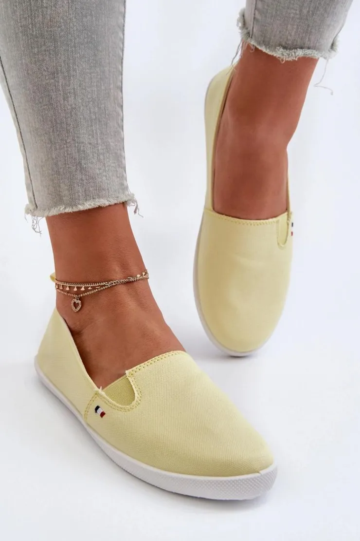 Outlet Evento Tenisówki Trampki Slip-On Damskie Żółte Adrancia Żółty