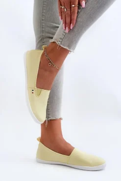 Outlet Evento Tenisówki Trampki Slip-On Damskie Żółte Adrancia Żółty