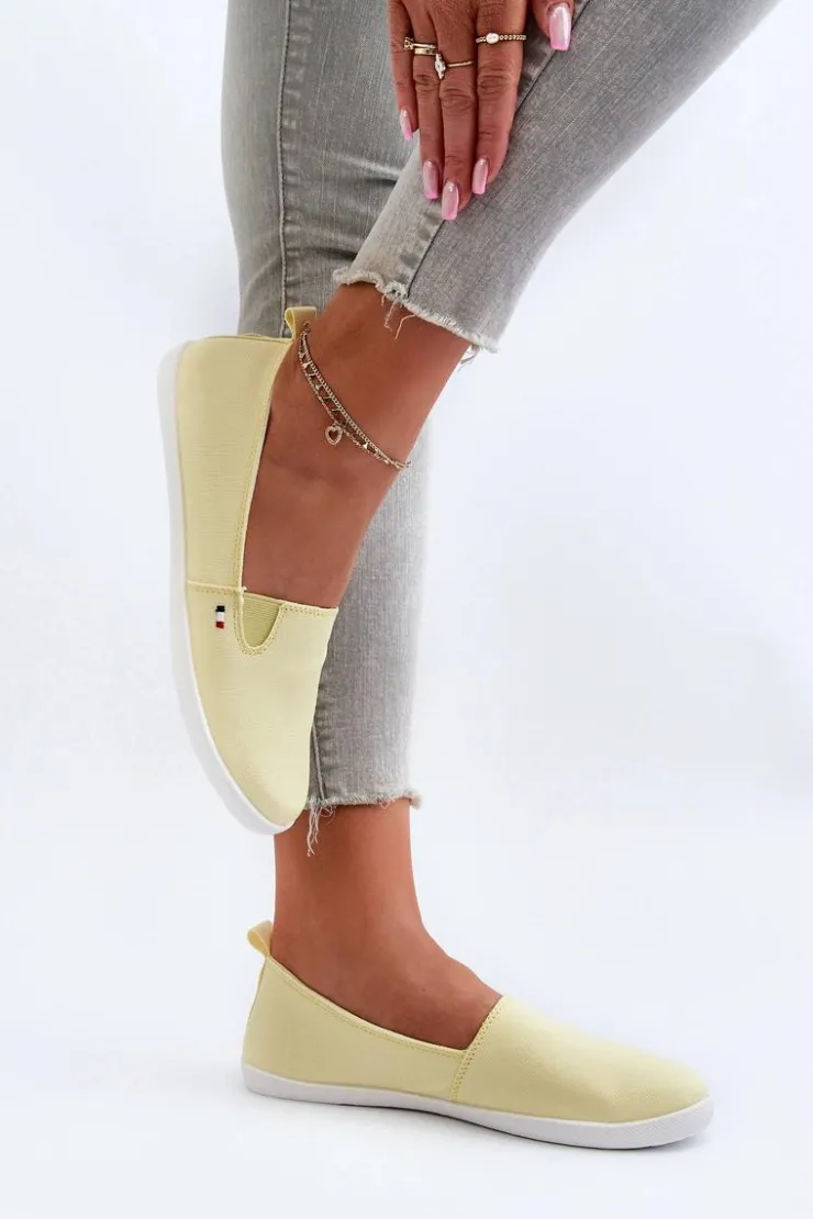 Outlet Evento Tenisówki Trampki Slip-On Damskie Żółte Adrancia Żółty
