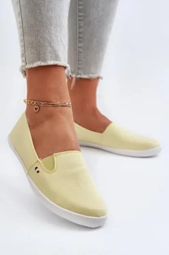 Outlet Evento Tenisówki Trampki Slip-On Damskie Żółte Adrancia Żółty