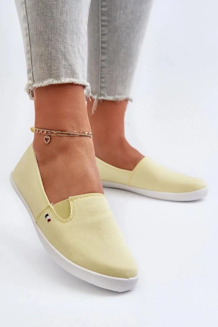 Outlet Evento Tenisówki Trampki Slip-On Damskie Żółte Adrancia Żółty