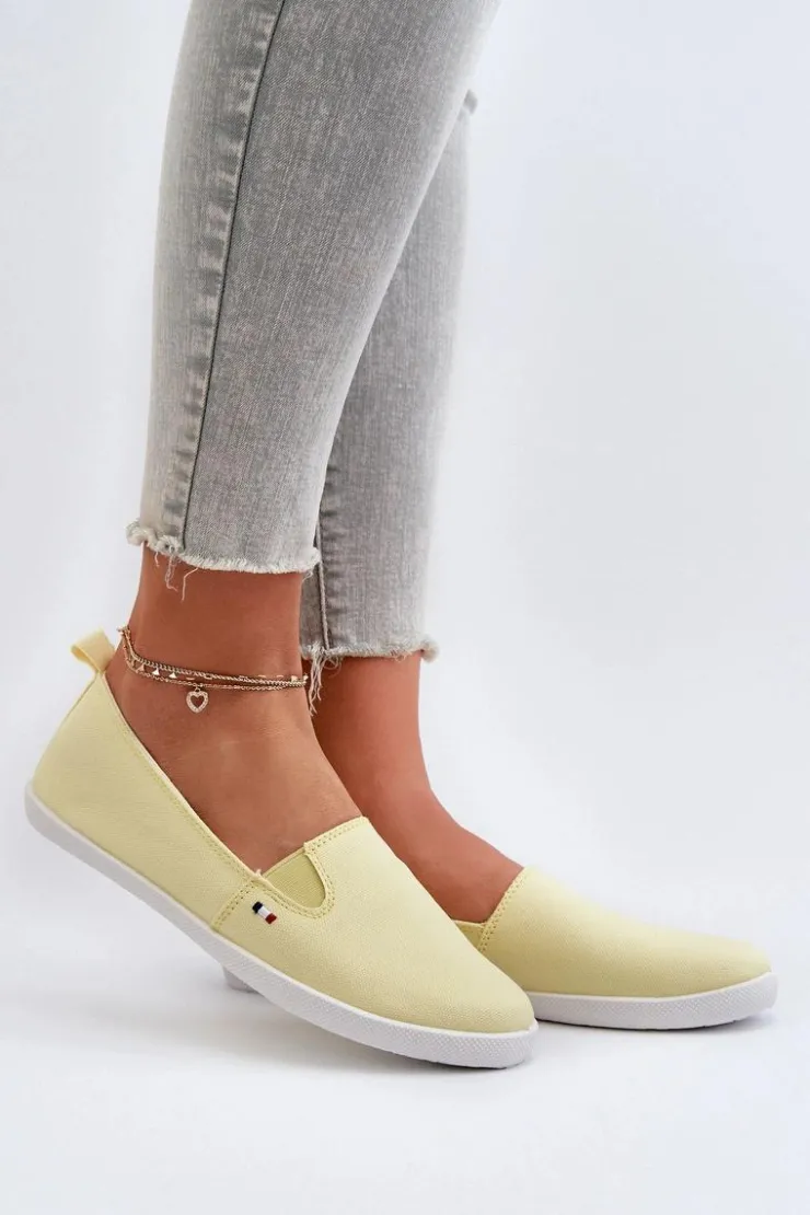 Outlet Evento Tenisówki Trampki Slip-On Damskie Żółte Adrancia Żółty