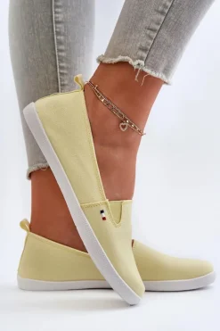 Outlet Evento Tenisówki Trampki Slip-On Damskie Żółte Adrancia Żółty