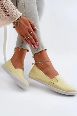 Outlet Evento Tenisówki Trampki Slip-On Damskie Żółte Adrancia Żółty