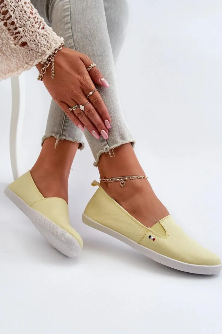 Outlet Evento Tenisówki Trampki Slip-On Damskie Żółte Adrancia Żółty