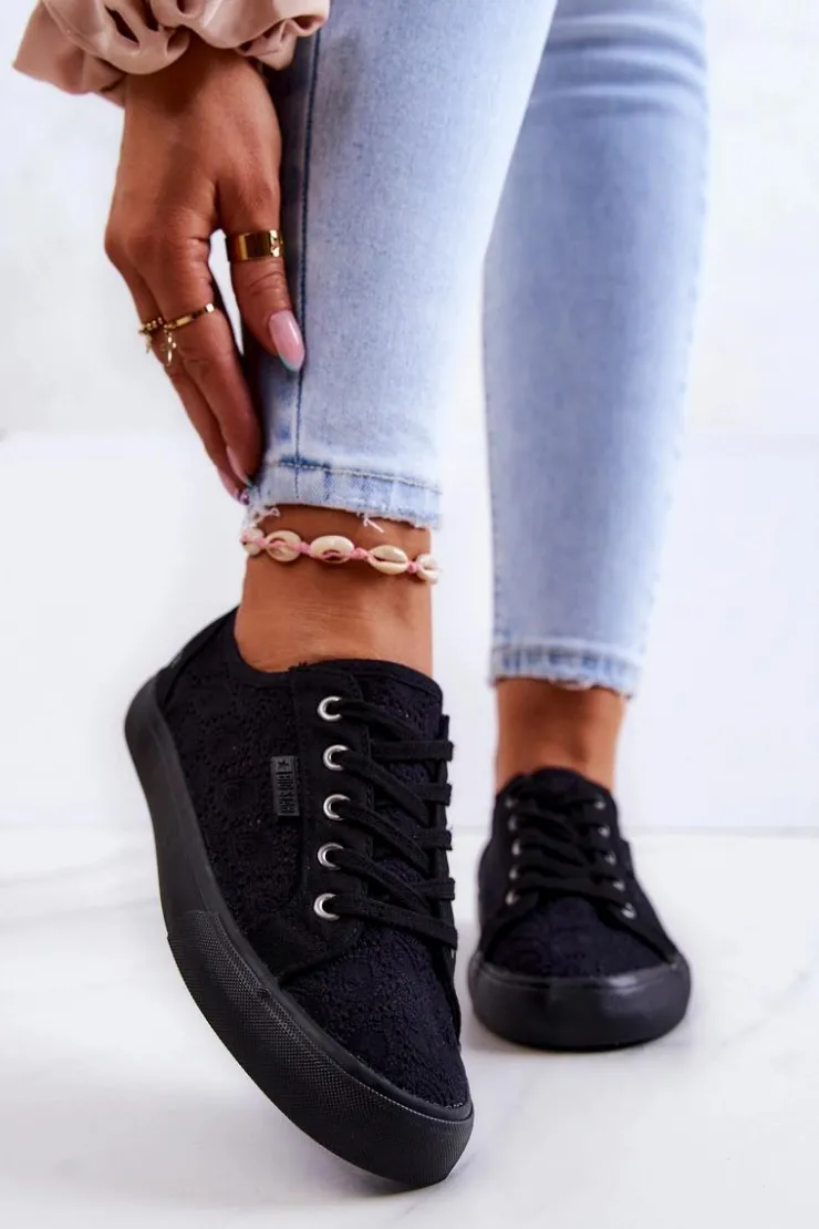 Damskie Big Star Shoes Trampki Ażurowe BIG STAR JJ274064 Czarne