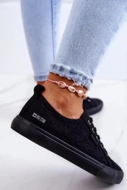 Damskie Big Star Shoes Trampki Ażurowe BIG STAR JJ274064 Czarne
