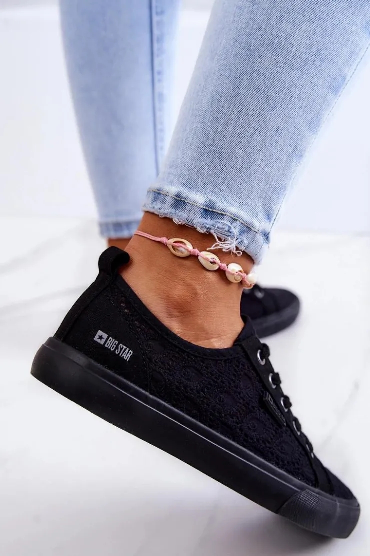 Damskie Big Star Shoes Trampki Ażurowe BIG STAR JJ274064 Czarne