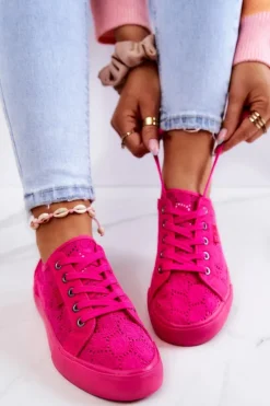 Damskie Big Star Shoes Trampki Ażurowe BIG STAR JJ274060 Różowe