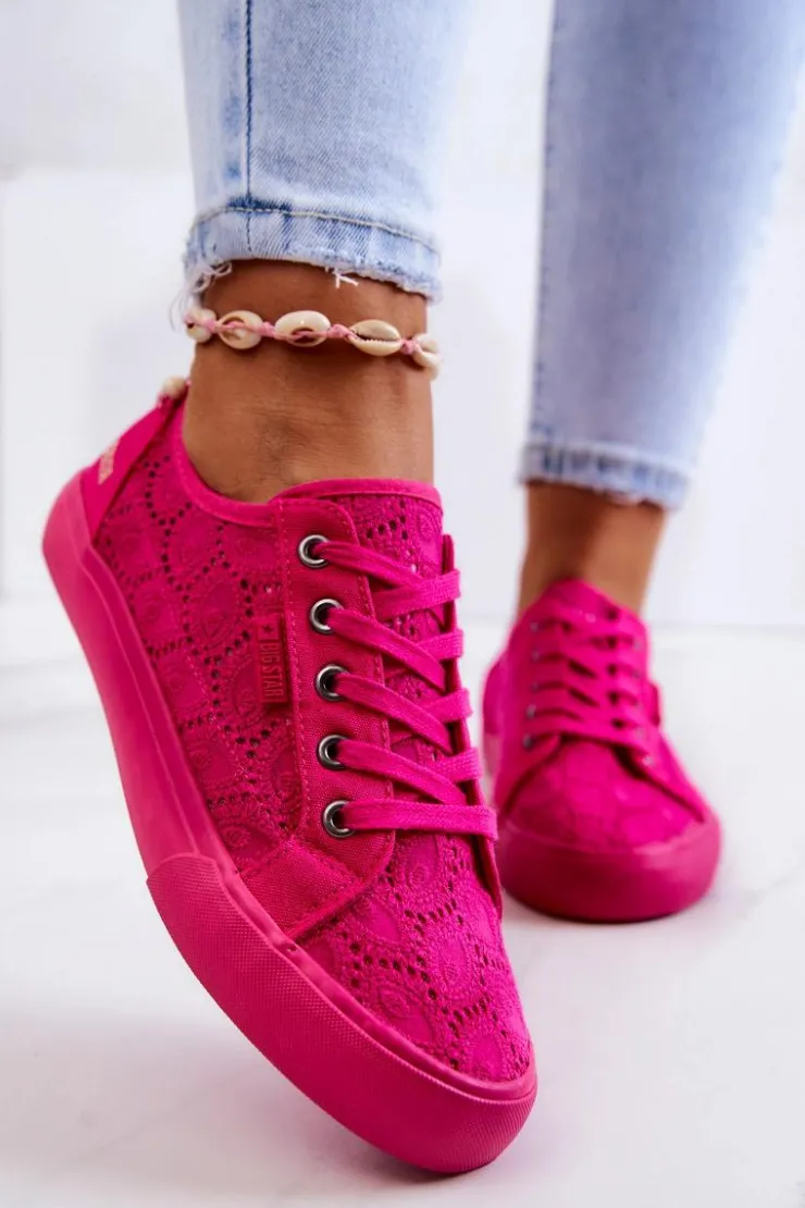 Damskie Big Star Shoes Trampki Ażurowe BIG STAR JJ274060 Różowe