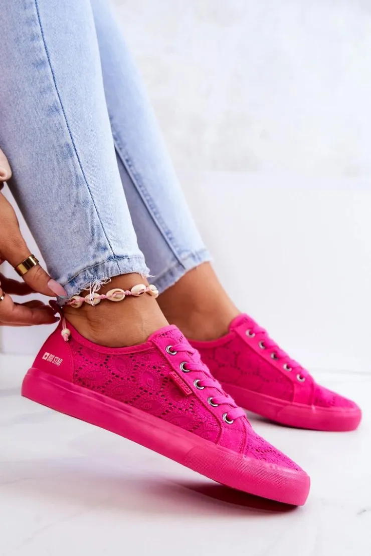 Damskie Big Star Shoes Trampki Ażurowe BIG STAR JJ274060 Różowe