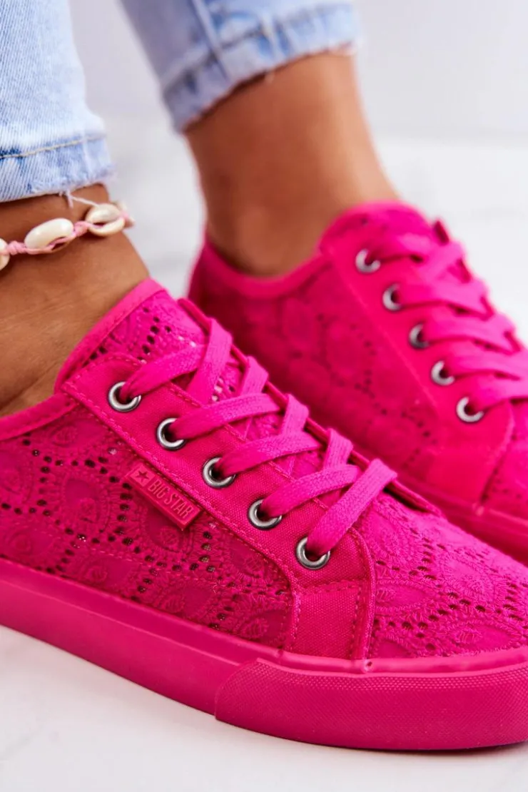 Damskie Big Star Shoes Trampki Ażurowe BIG STAR JJ274060 Różowe