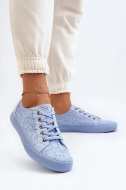 Sale Big Star Shoes Trampki Ażurowe BIG STAR JJ274061 Niebieskie