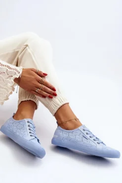 Sale Big Star Shoes Trampki Ażurowe BIG STAR JJ274061 Niebieskie