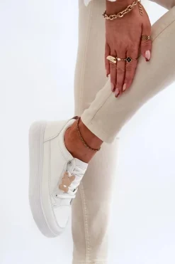 Buty damskie Vinceza Sneakersy Damskie*Trampki Buty Sportowe Damskie Na Platformie Z Ozdobą Białe Vinceza 13613