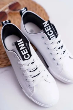 New Boto Trampki Damskie Białe Czarny Pasek Nigrid