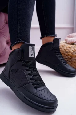 Hot Big Star Shoes Trampki Damskie Big Star Wysokie Czarne EE274211