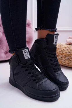 Hot Big Star Shoes Trampki Damskie Big Star Wysokie Czarne EE274211