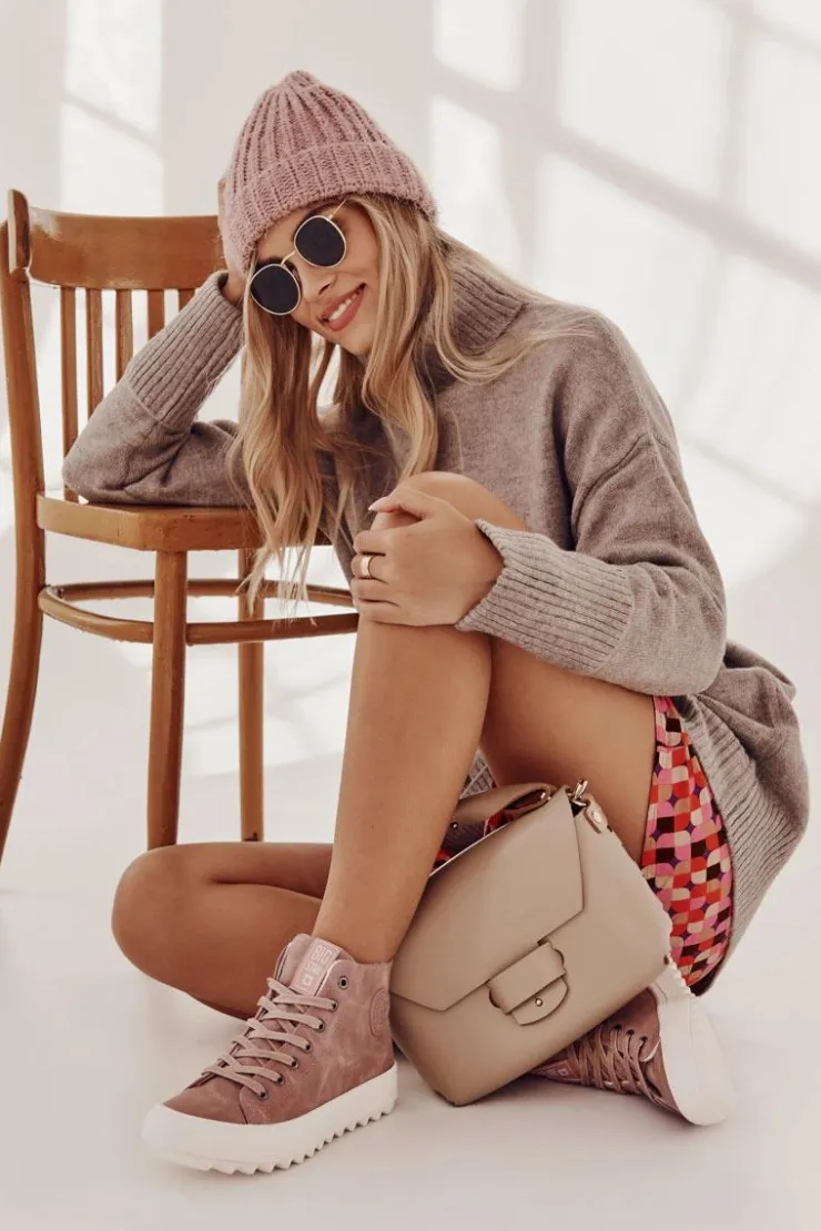 Big Star Shoes Trampki Ocieplane|Trampki Damskie Big Star*Trampki Damskie Big Star Wysokie Ocieplane Różowe EE274113 Różowy