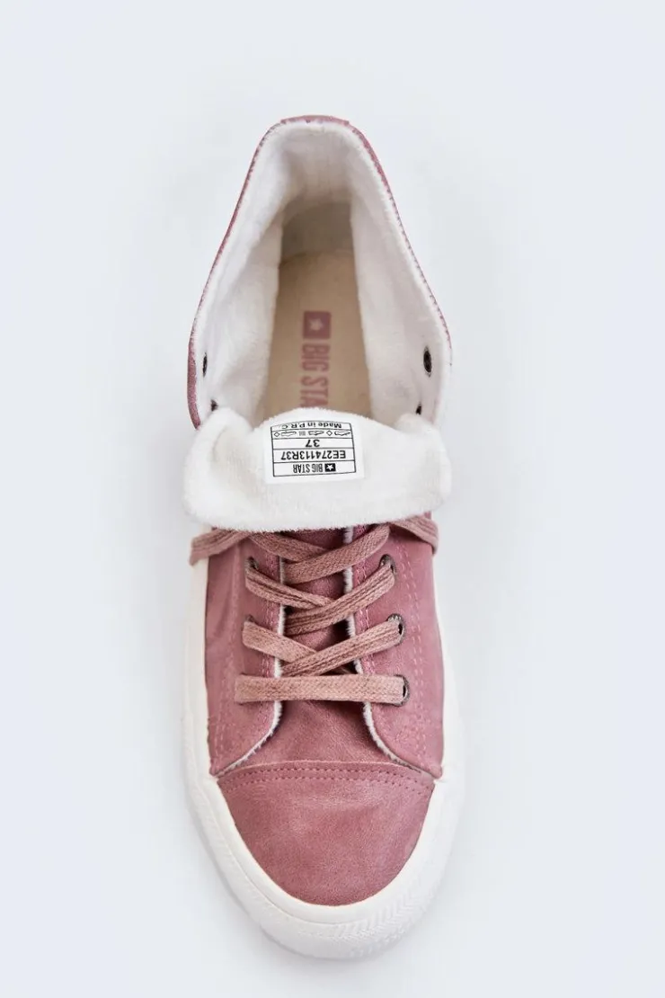 Big Star Shoes Trampki Ocieplane|Trampki Damskie Big Star*Trampki Damskie Big Star Wysokie Ocieplane Różowe EE274113 Różowy